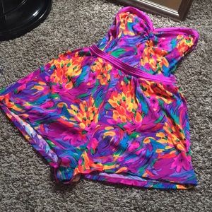 1980s lands end retro psychedelic floral swimsuit